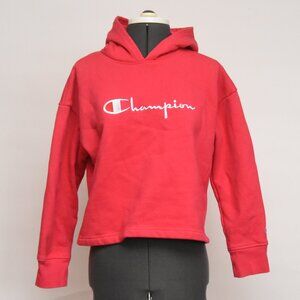 Champion Girls Large Hoodie Red Pullover Sweatshirt Script Logo Fleece Youth L